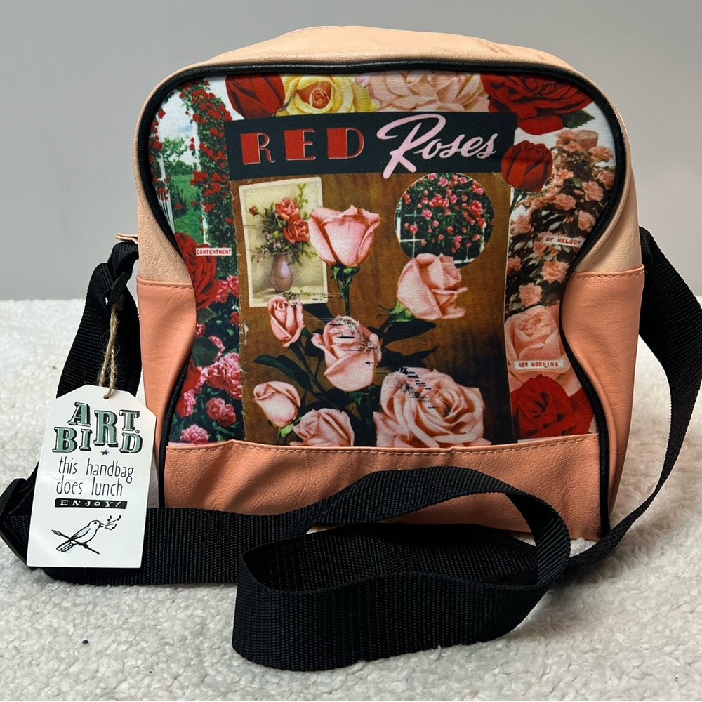 Artbird Lunch Crossbody Bag with Roses Collage Print